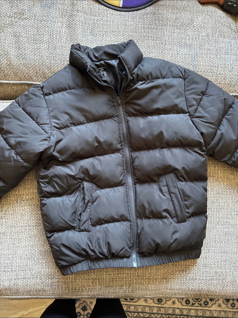 Forever 21 Kids Black Puffer Jacket - Lightweight Warmth